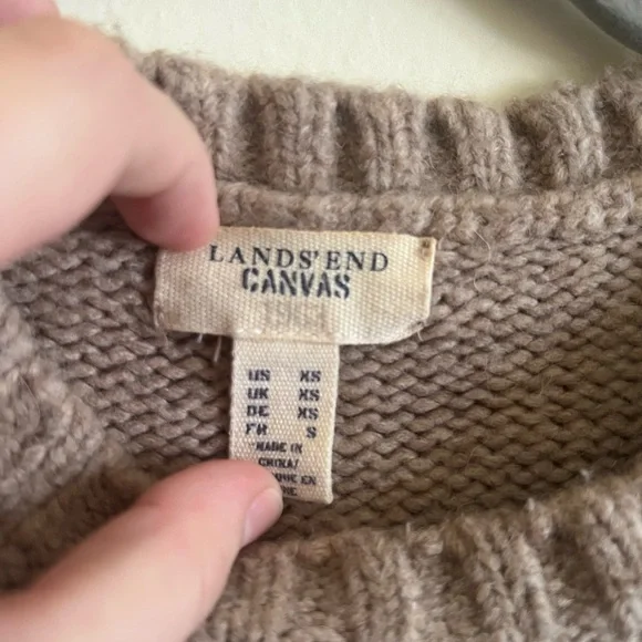 Lands End Knit Pullover Beige Brown Sweater Size XS - Picture 2 of 4